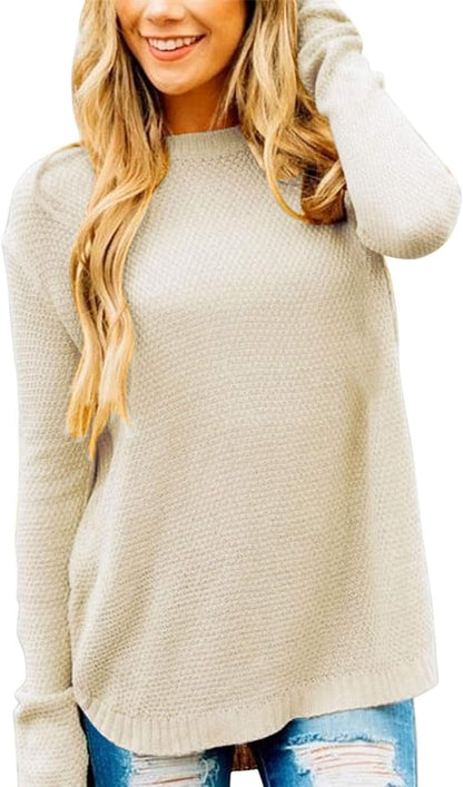 Cream Oversized Curved Hem Sweater