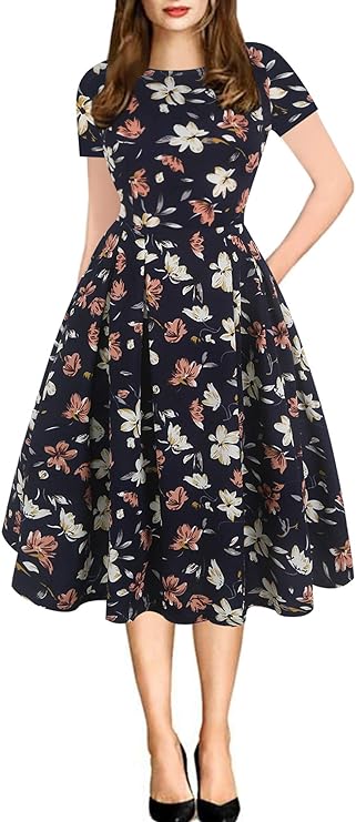 Floral Puffy Swing Dress