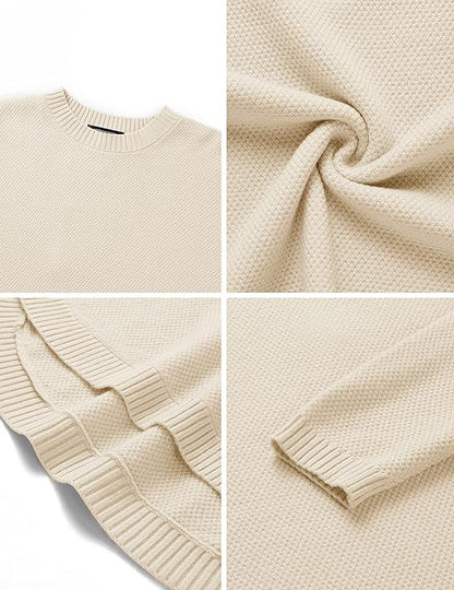 Cream Oversized Curved Hem Sweater