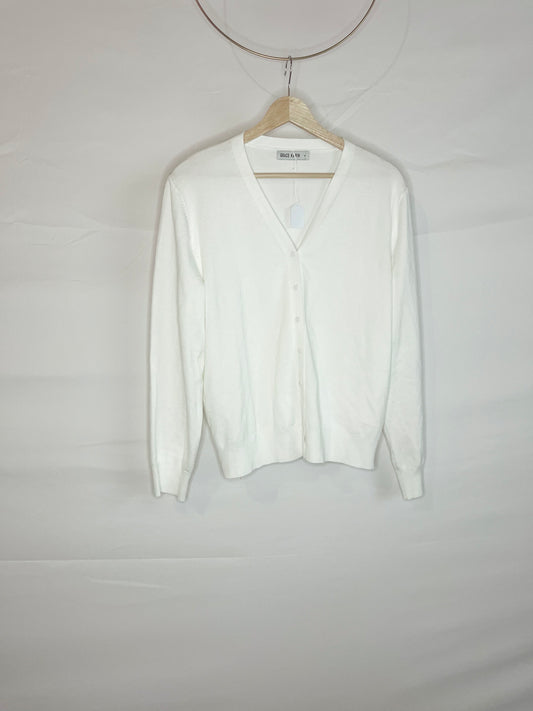 White Button-Down Sweater