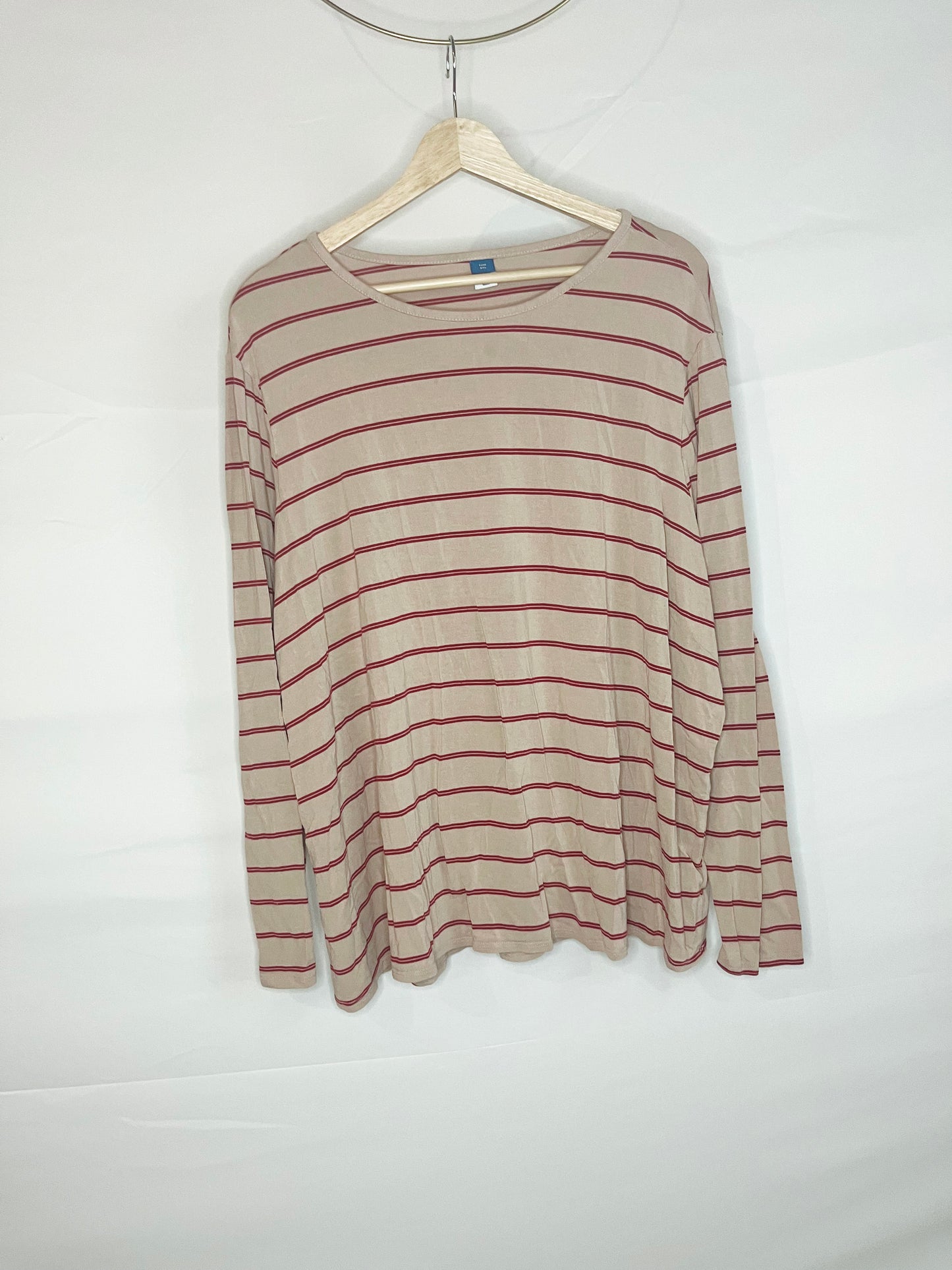 Cream & Red Striped Luxe Tee