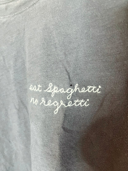 "Eat Spaghetti, No Regretti" Embroidered T-Shirt