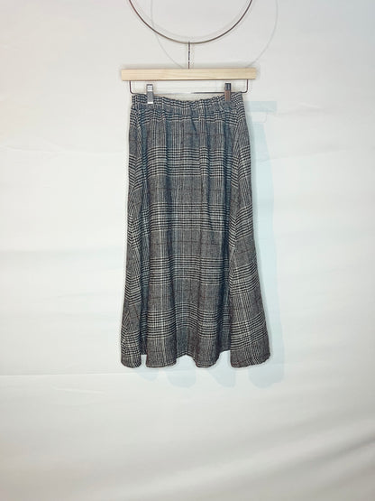 Plaid Button-Down A-Line Midi Skirt