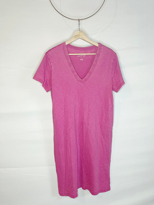 Pink V-Neck T-Shirt Dress