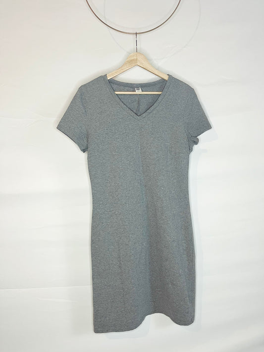 Gray Fitted V-Neck Dress