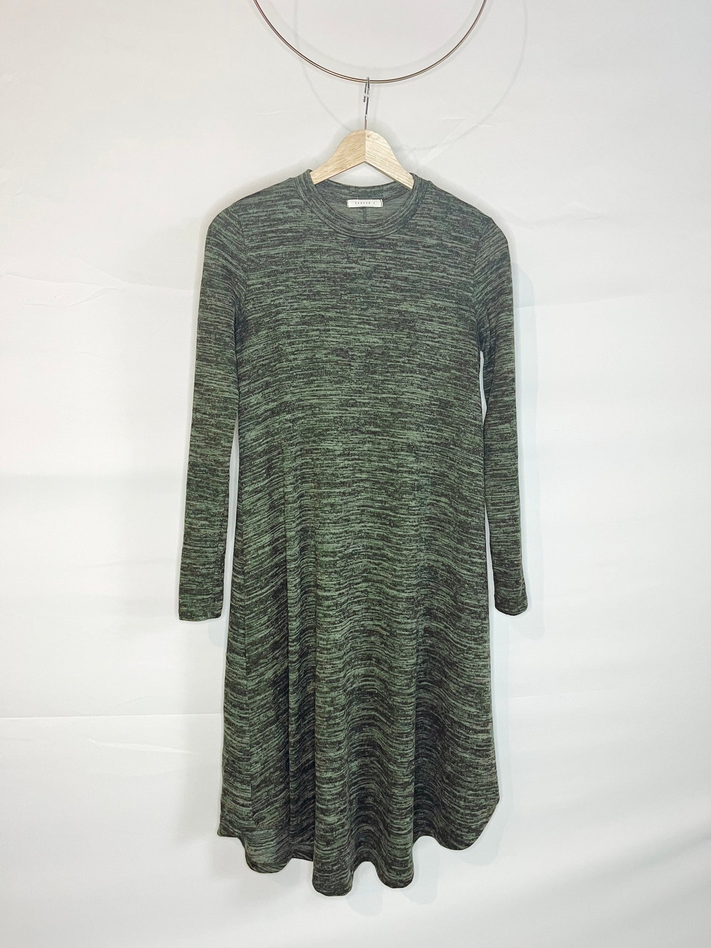 Heather Green Curved Hem Sweater Dress