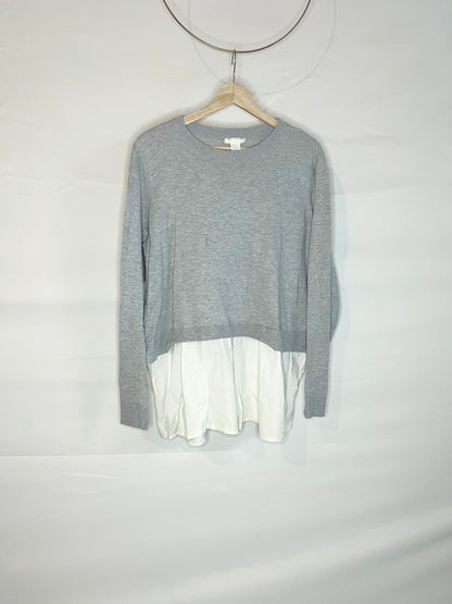 Light Gray Sweater with White Shirt