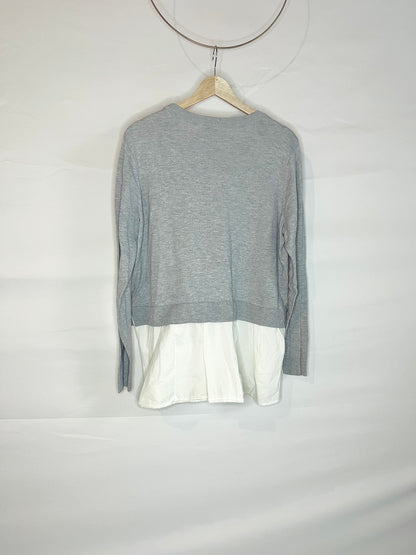 Light Gray Sweater with White Shirt