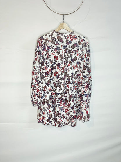 White Floral Oversized Top
