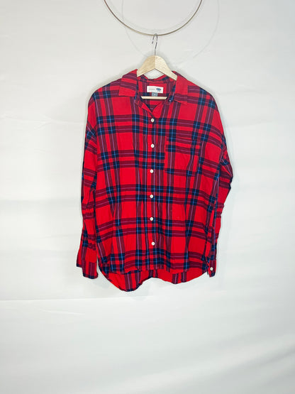 Red & Blue Plaid Button-Down Boyfriend Shirt