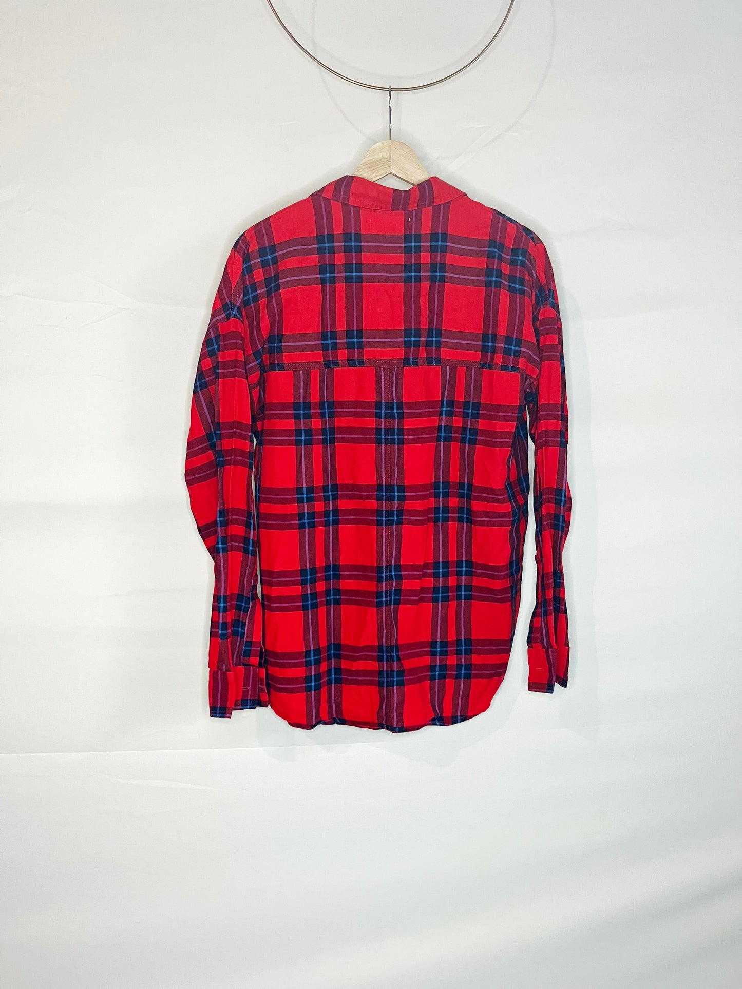 Red & Blue Plaid Button-Down Boyfriend Shirt