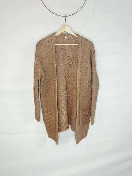 Oversized Cable Knit Cardigan Sweater with Pockets