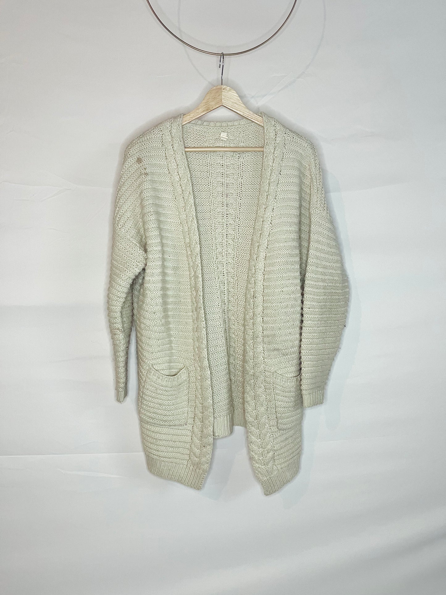 Oversized Cable Knit Cardigan Sweater with Pockets