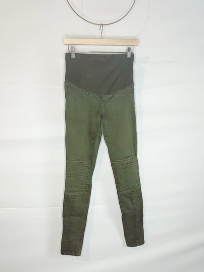 Army Green Maternity Moto Jeggings