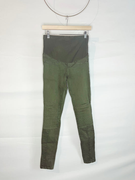 Army Green Maternity Moto Jeggings