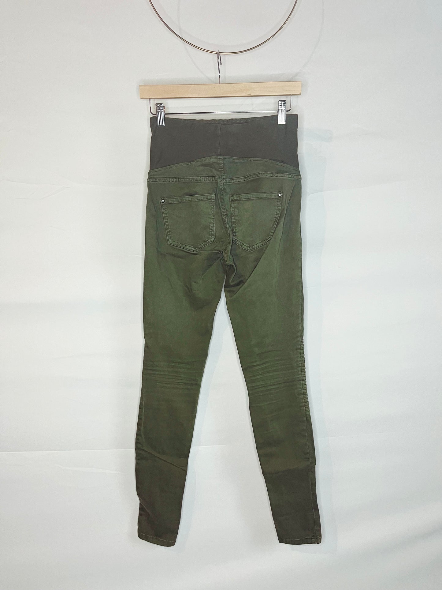 Army Green Maternity Moto Jeggings