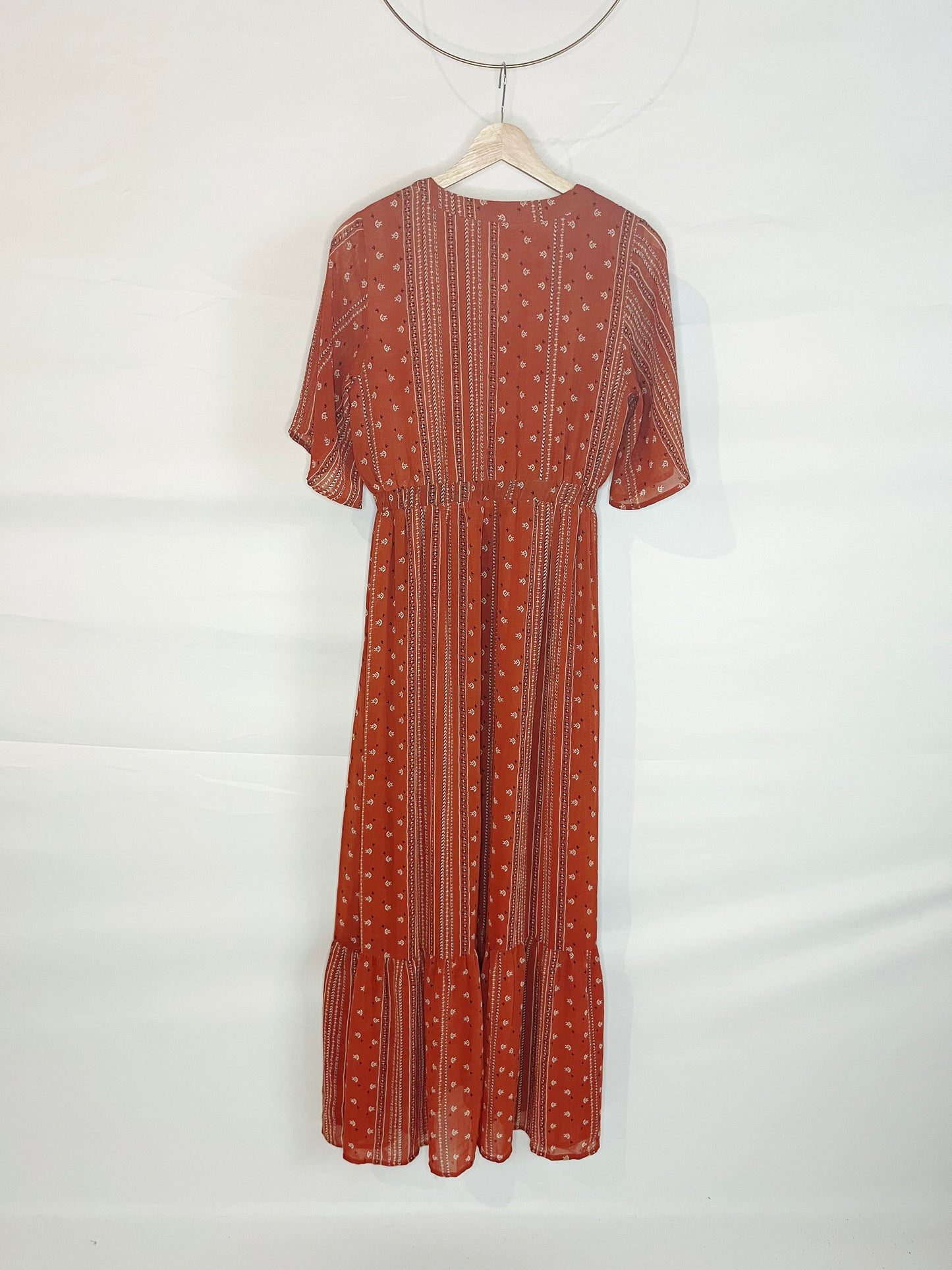 Orange Retro Pattern Maxi Dress