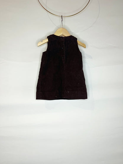 Brown Suede Bow Dress with Diaper Cover
