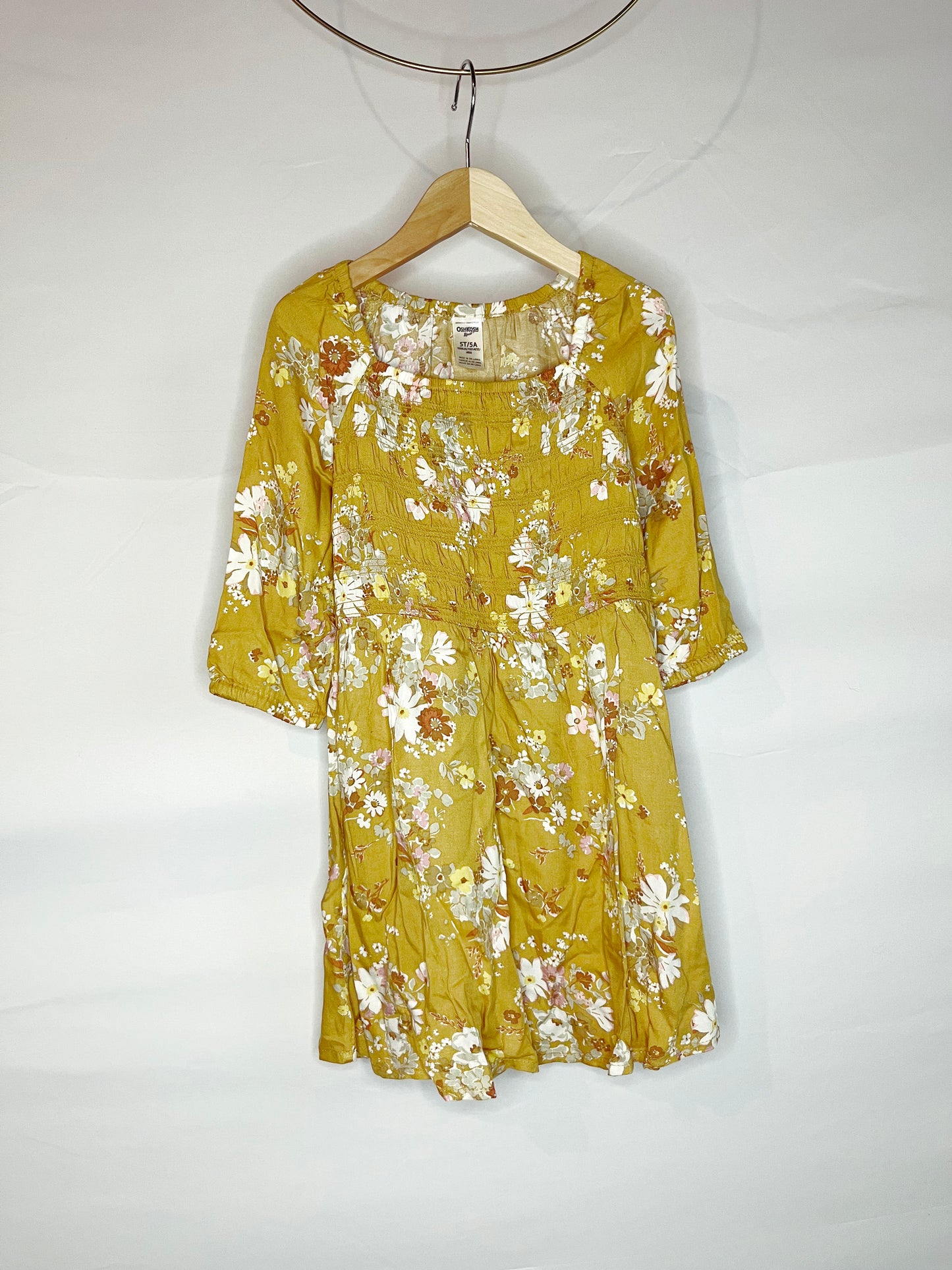 Mustard Floral Long Sleeve Dress