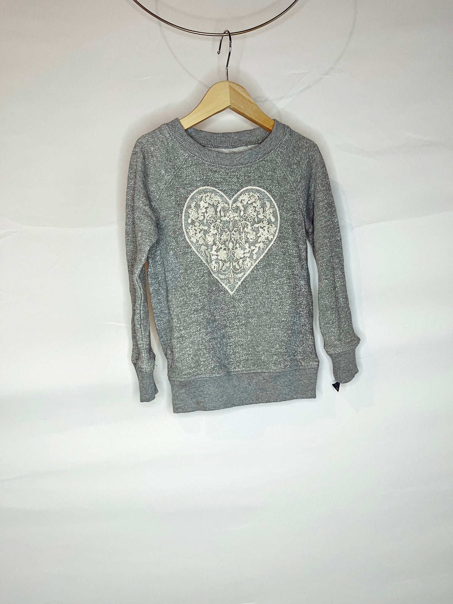 Gray Embroidered Heart Sweatshirt