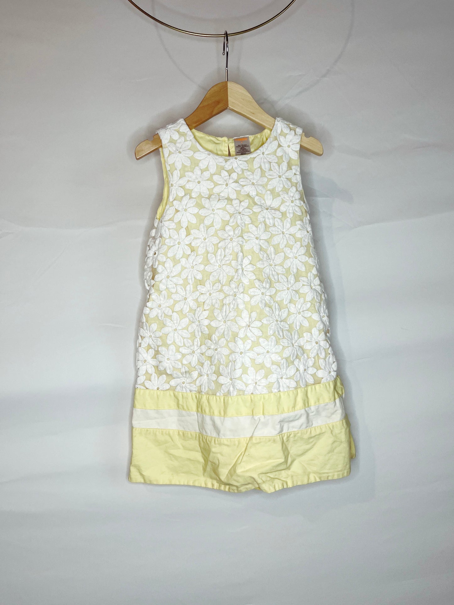 Yellow & White Floral Embroidered Side-Zip Dress