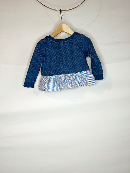 Blue Sweater with Shimmer Stripe Peplum