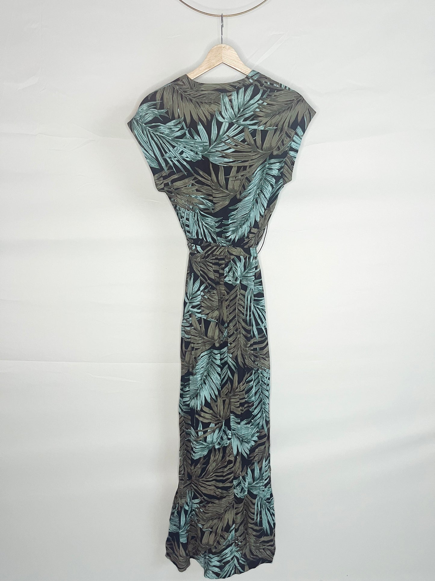 Jungle Greenery Tie Waist Maxi Dress