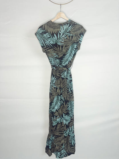 Jungle Greenery Tie Waist Maxi Dress