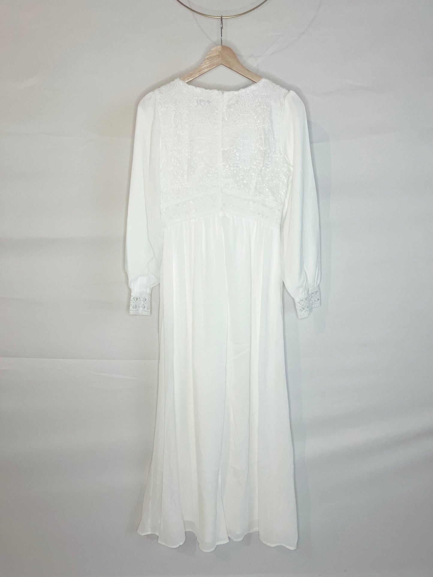 Lace Top & Cuff White Temple Dress