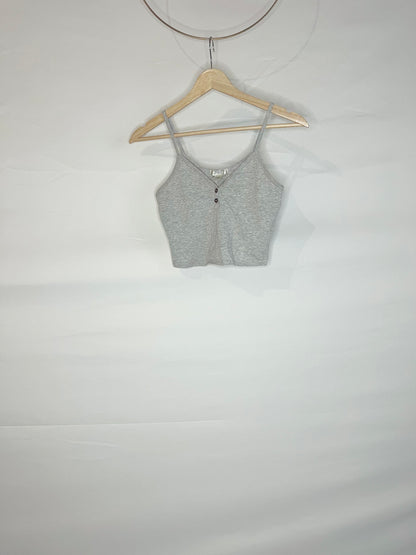 Gray Crop Camisole with Buttons