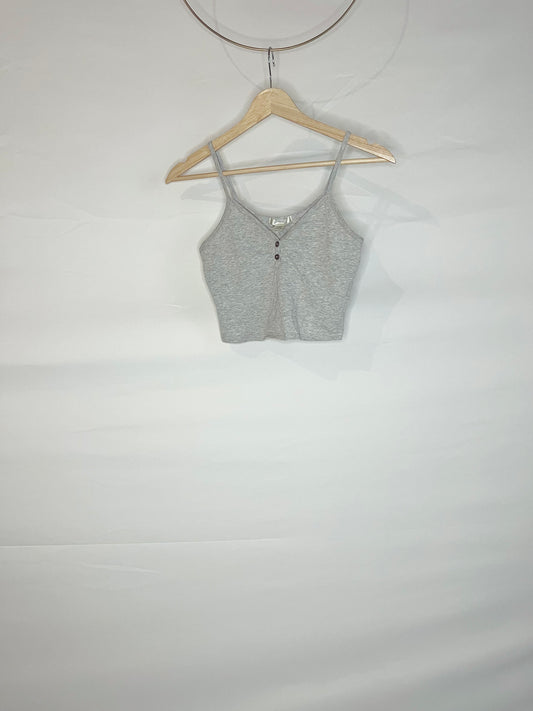 Gray Crop Camisole with Buttons