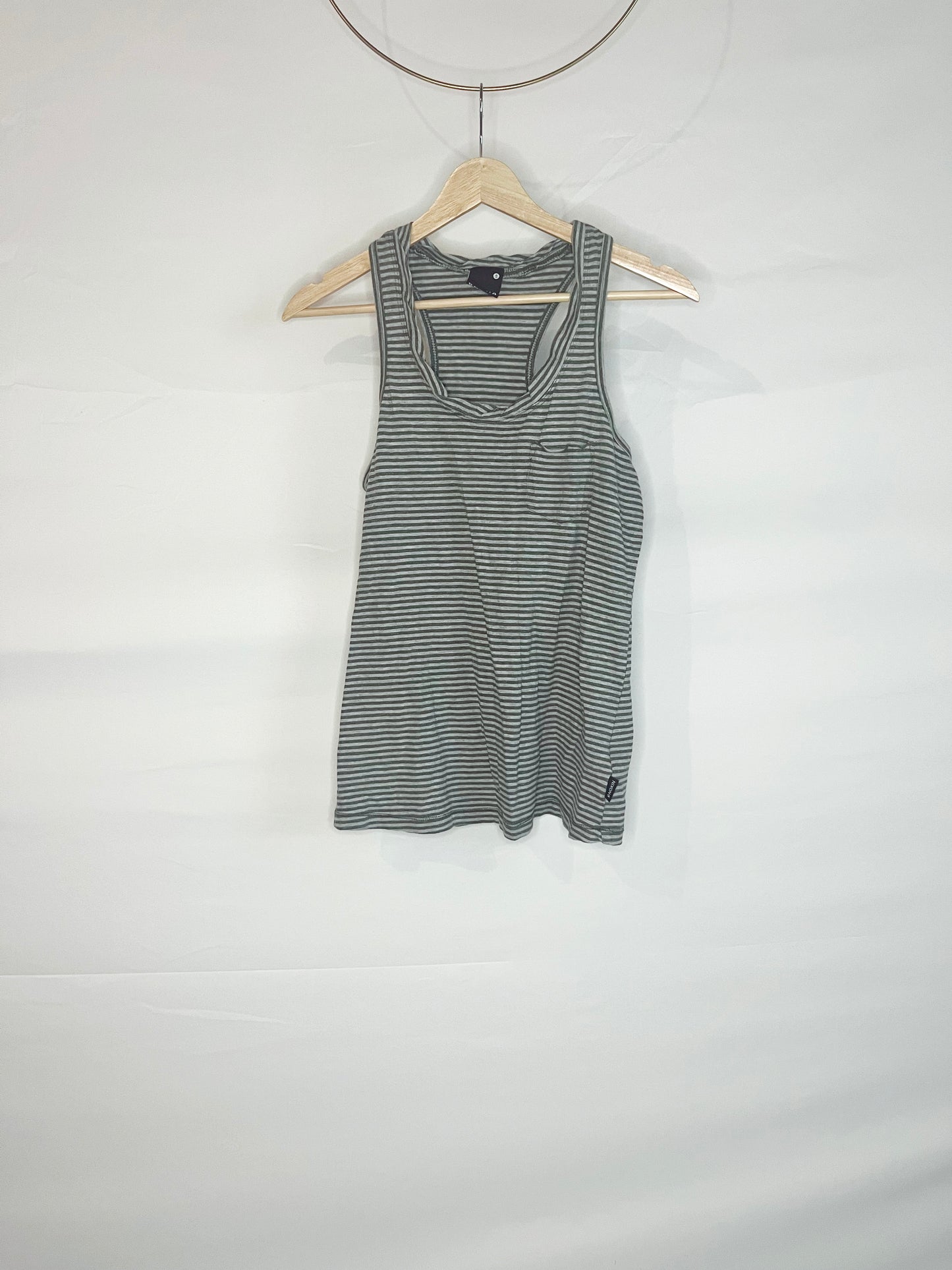 Green Striped Tank with Pocket