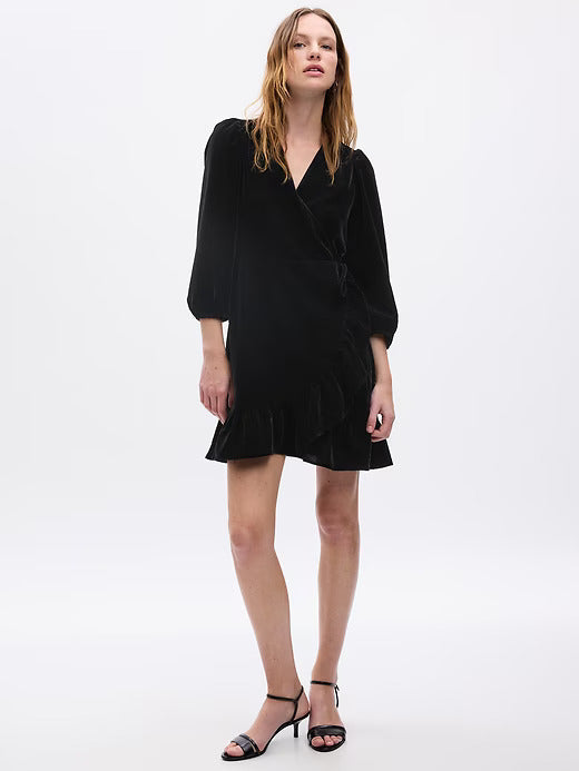 Black Velvet Wrap Dress