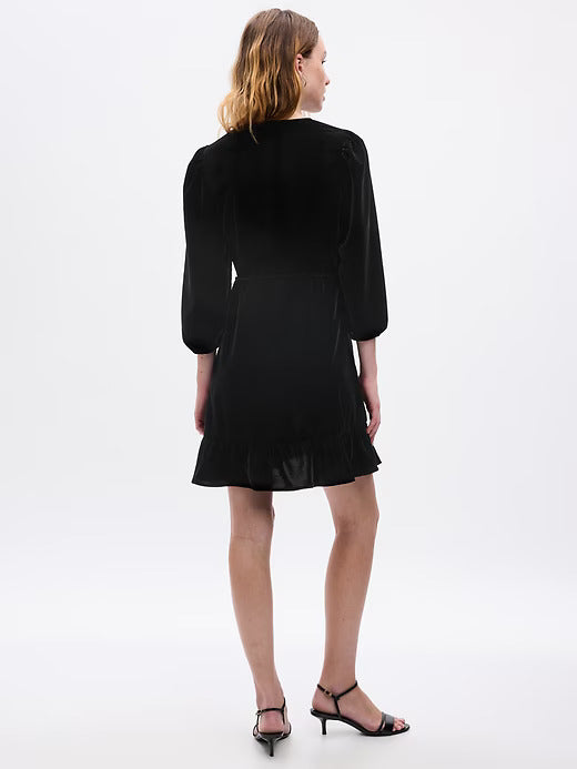 Black Velvet Wrap Dress